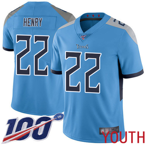 Tennessee Titans Limited Light Blue Youth Derrick Henry Alternate Jersey NFL Football 22 100th Season Vapor Untouchable